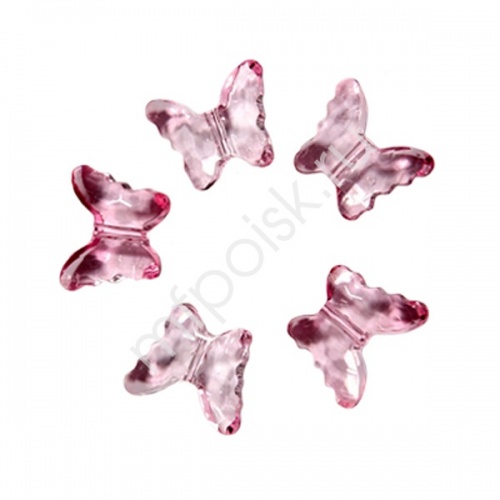 Декоративные бусины бабочки розовые 20 шт
