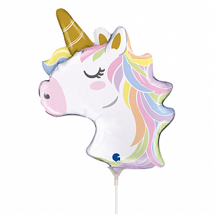 Шар фигура мини Голова Единорога макарунс (GR)