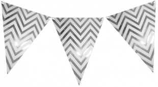 Гирлянда-флажки Шеврон серебро 2,5м