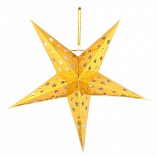 Украшение бум Звезда пятиконечная 3D золото 30см