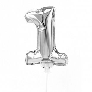 Шар Цифра 1 самодув 17см серебро (FL)