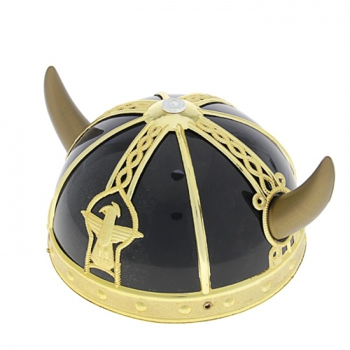 Шлем Викинг чёрный с рогами 1 шт