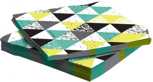 Салфетки Геометрия треугольников бирюза 33см 20шт