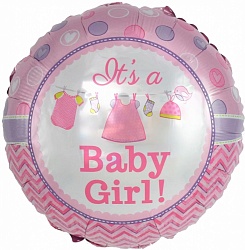 Шар фольга Круг 18" С рождением малышки! роз (FL)