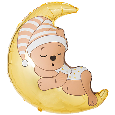 Шар фольга фигура Мишка спящий на луне (FL)