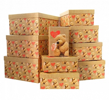 Коробка Прямоугольник Мишка с любовью №1