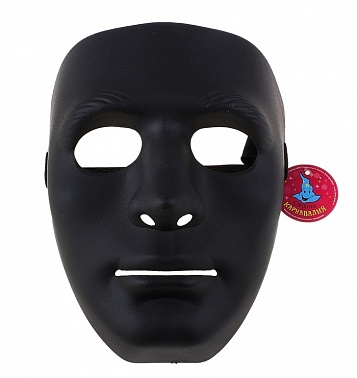 Маска пластик Лицо черная 1 шт