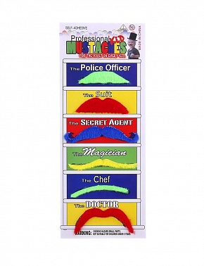 Усы цветные 6 видов 1 шт