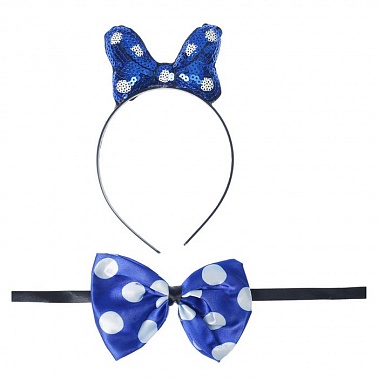 Карнавальный набор 2 предмета ободок, бабочка синий