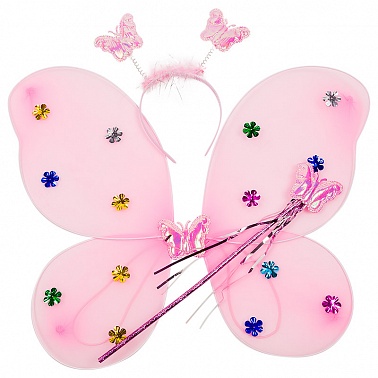 Набор Феи (крылья, ободок, палочка) розовый