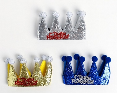 Корона на резинке СДР блестки цвета микс