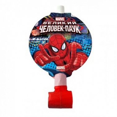 F Язычок-гудок с карточкой Человек-Паук 6шт