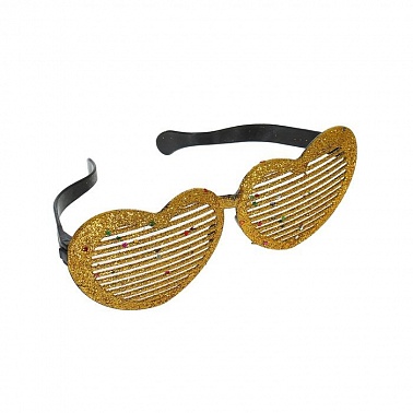 Очки гигант Сердечки блеск золотой1 шт 
