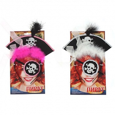 Карнавальный набор Пиратка 2 предмета ободок наглазник цвета МИКС 
