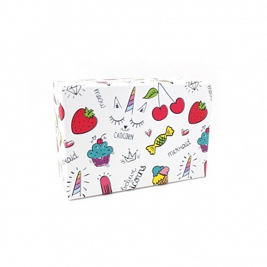 Коробка прямоуг Кошка-единорог и сладости №10