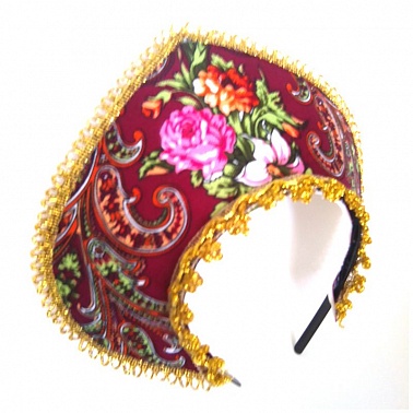 Кокошник "Расписной" бордовый 