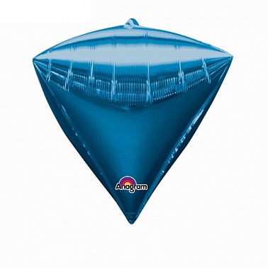 Шар фольга без рисунка Алмаз 17" синий 3D (AN)