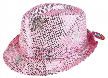 Шляпа Диджей блеск со звездами розовая 1 шт