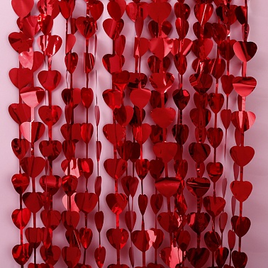 Занавес дождик Сердца Красный 1*2 м