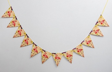 Гирлянда-флажки Фламинго 12шт