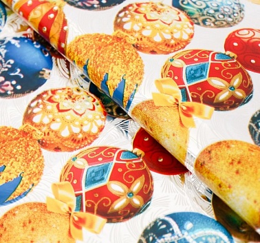 Пленка упаковочная голография Ёлочные шары 70*100см