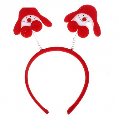 Ободок Снеговик в ушанке на пружинках 1 шт