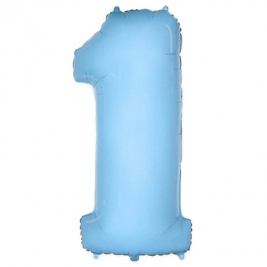 Шар Цифра 1 голубая 102 см пастель