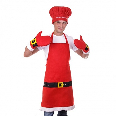 Костюм Повар Вперед новый год (шапка, фартук, варежки) 
