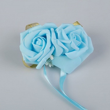 Повязка на руку 2 больших розочки, голубой