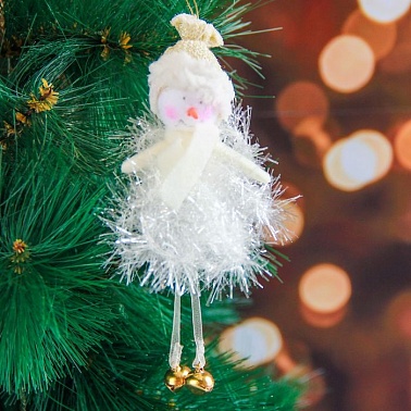 Подвеска Снеговик в шапке пушинка 15см