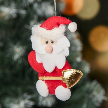 Подвеска Дед Мороз с лопатой 6,5*12см