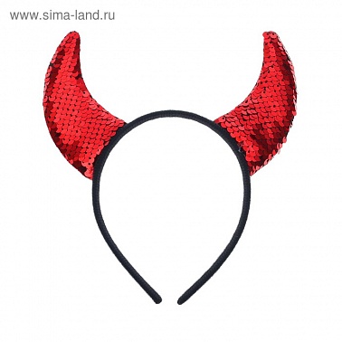 Ободок Рожки с паетками 1 шт