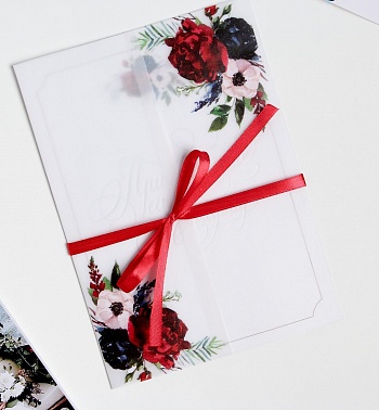 Приглашение на свадьбу Цветы калька