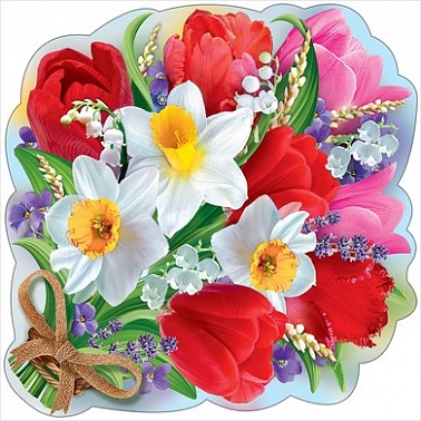 Украшение на скотче "Букет весенних цветов с ландышами"