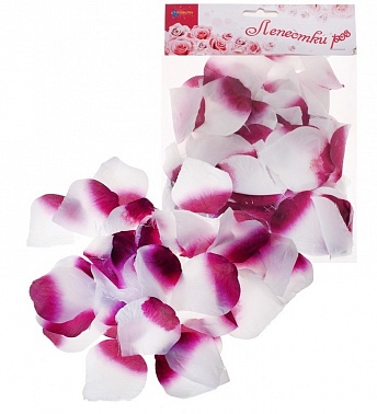 Лепестки роз 2 цвета темно-фиолетово-белые 1 шт