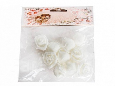 Декор свадебный Роза белая 3 см 10 шт