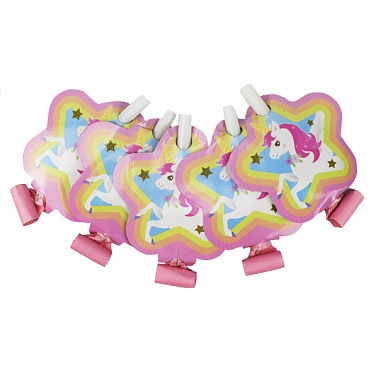 Язычок-гудок с карточкой Единорог 6 шт