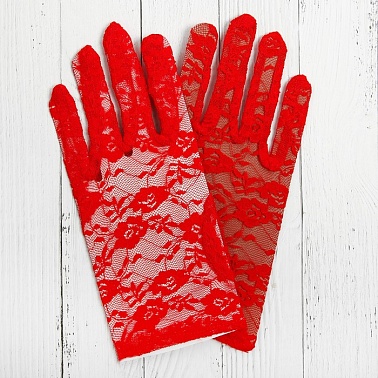 Карнавальные перчатки Ажур красные