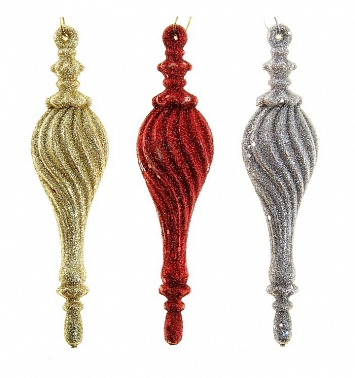 Подвеска пластик блеск 16 см 3 шт сосулька