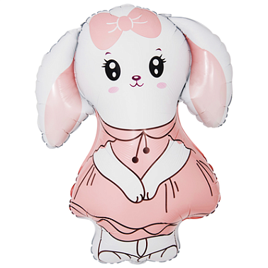 Шар фольга фигура Зайка в розовом платье (FL)
