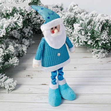 Мягкая игрушка Дед мороз синяя шубка 10*37см