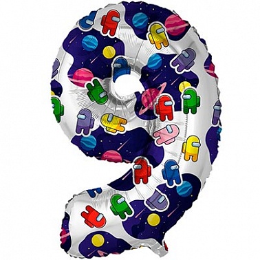 Шар цифра 9 космонавтик 81см