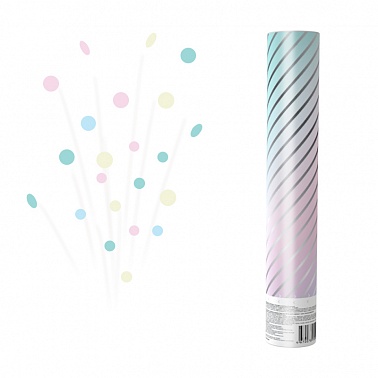 Пневмохлопушка "Макаронс" разноцветная 30 см с серебряной печатью