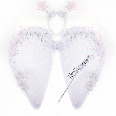 Набор Ангел (крылья, ободок, волшебная палочка) белый