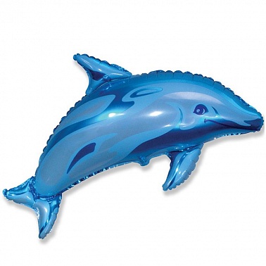 Шар фольга Фигура Дельфин голубой (FM)G36