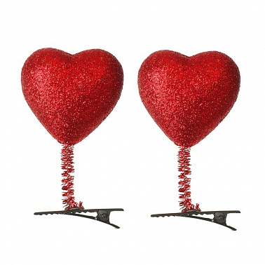 Карнавальный зажим Сердечко красный бархат