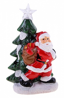 Игрушка свет керамика Дед Мороз с елкой