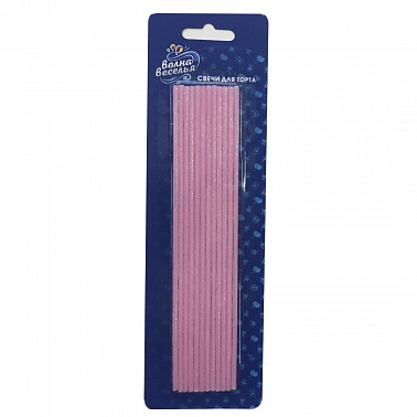 Свечи Коктейльные однотон с блестками 16,5см 12шт