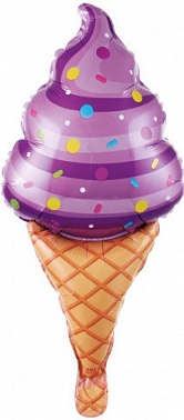 Шар фольга мини Фигура Мороженое-рожок Фиолетовое (FL)