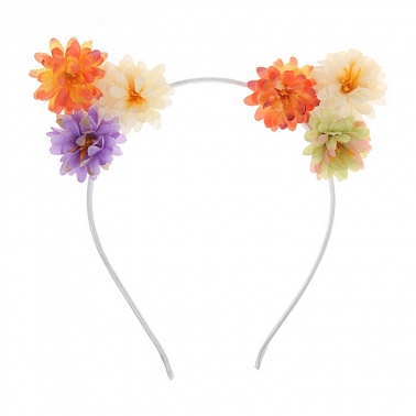 Гавайский ободок с ушками "Цветочная фантазия"